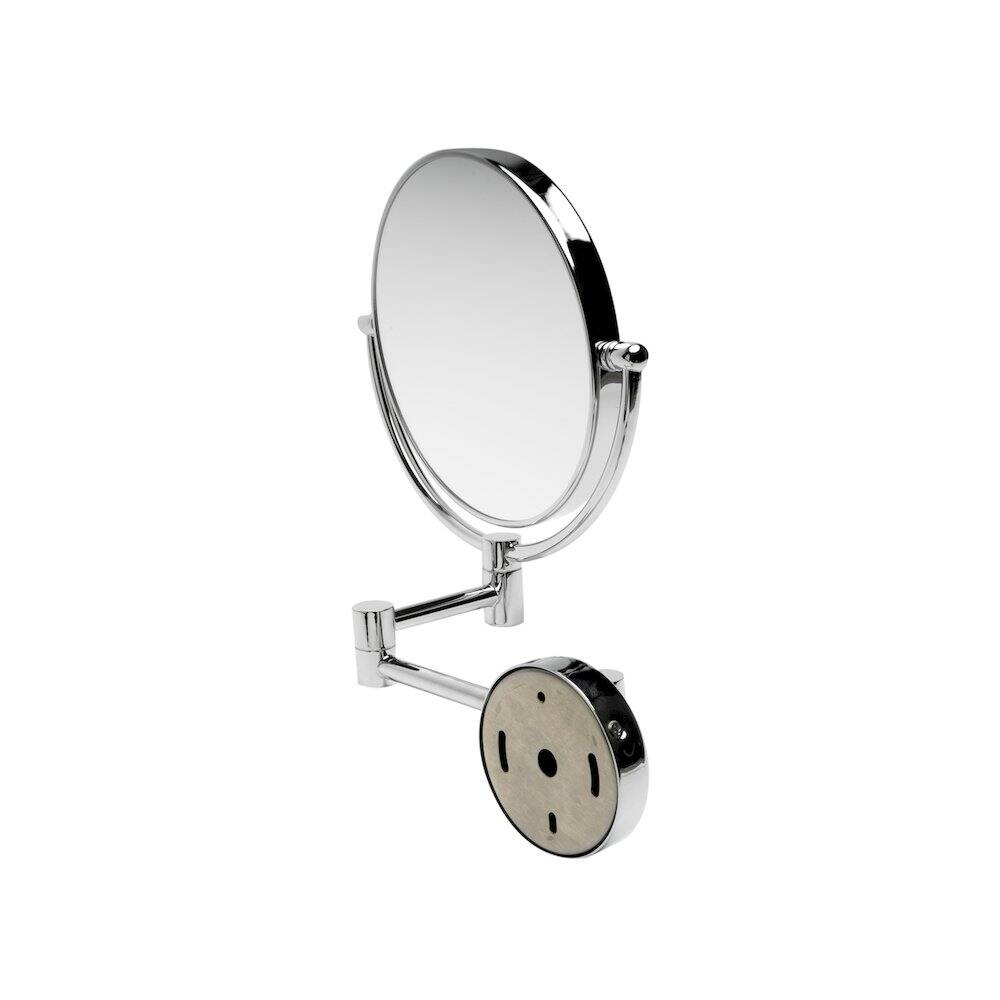 Alt View 1. Alfi - 8" Round Wall Mounted 5x Magnify Cosmetic Mirror - Silver.
