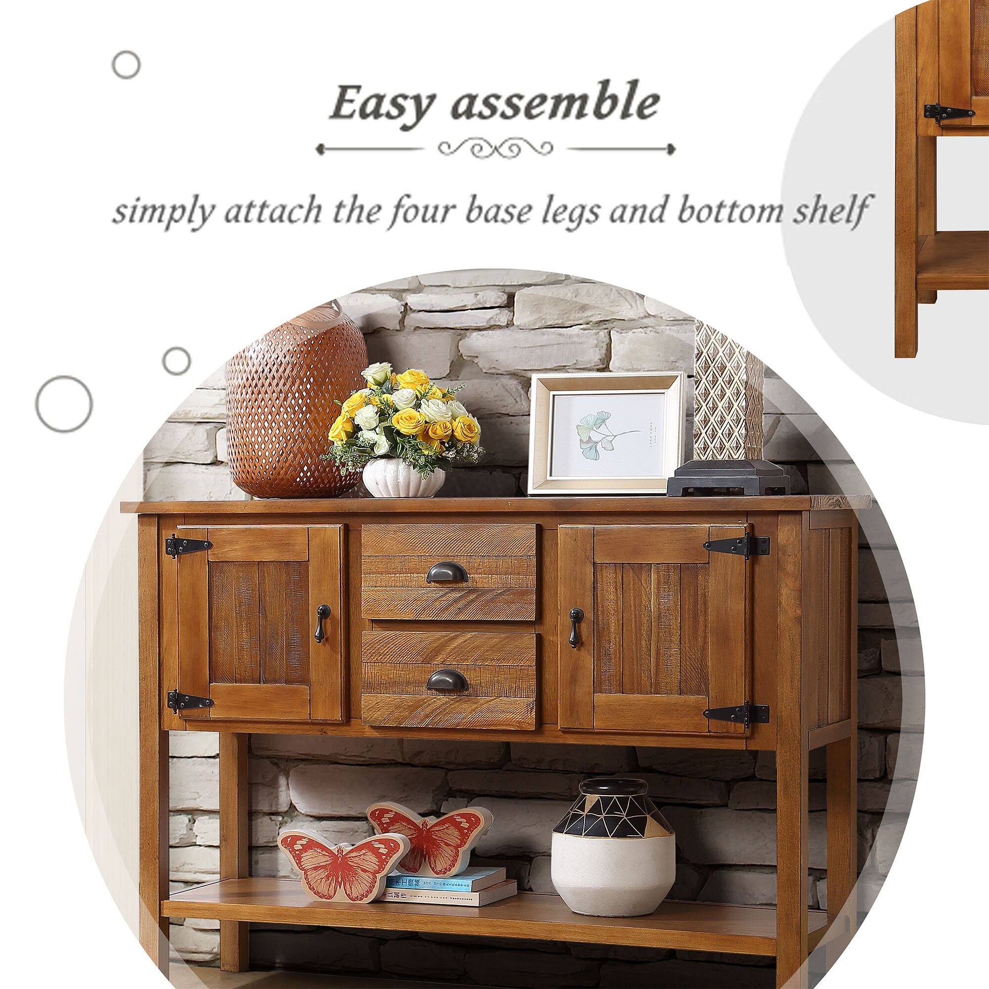 Easy assemble  
simply attach the four base legs and bottom shelf