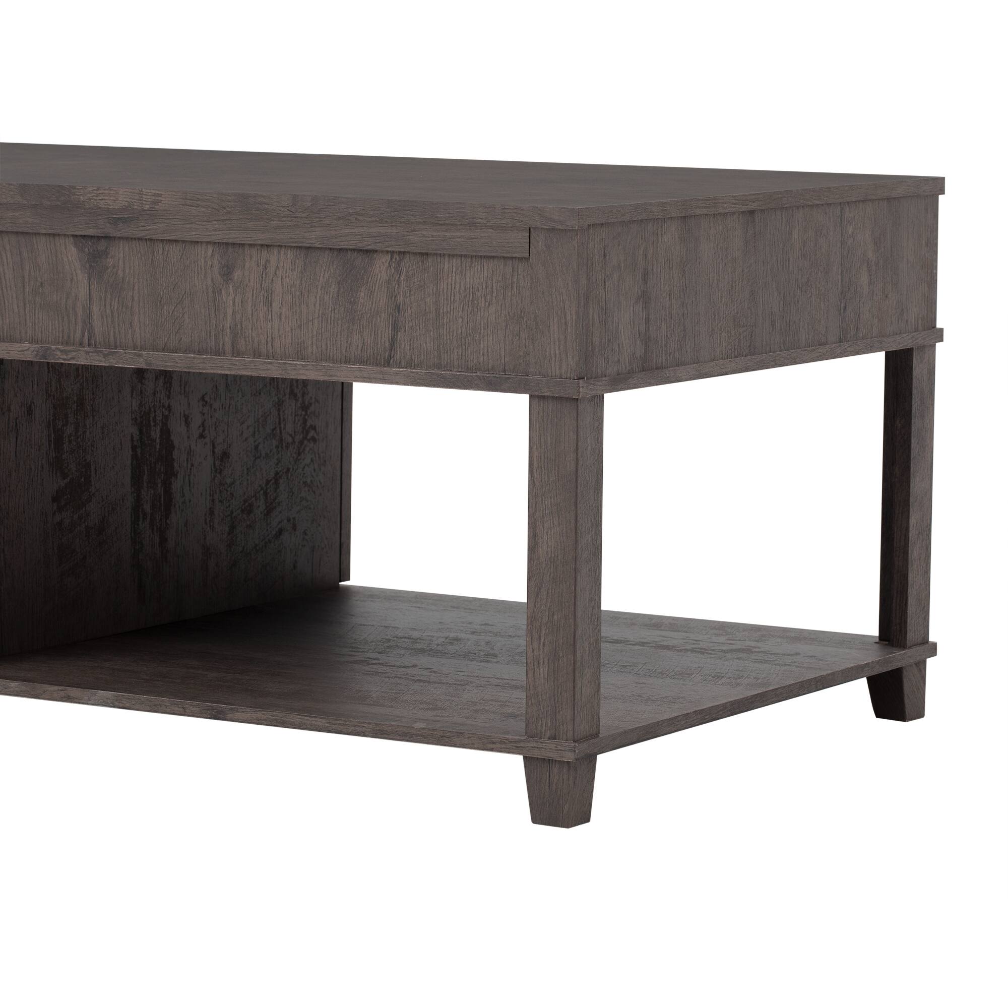 Alt View 7. Forest'nSky - Brown Lift-Top Coffee Table with Hidden Compartment, Open Shelf, and Adjustable Desktop - Brown.