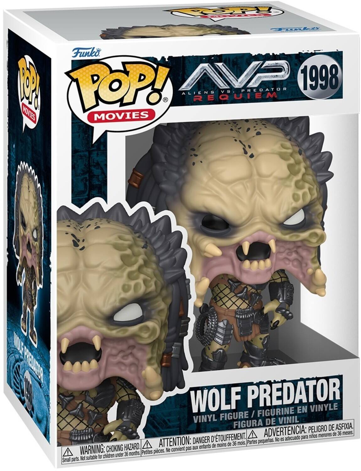 Funko POP! Movies  
AVP Predator 1998  
Aliens vs. Predator Requiem  
Wolf Predator  
Vinyl Figure / Figurine en Vinyle / Figura de Vinilo  

Warning: Choking Hazard. Small parts. Not suitable for children under 36 months.  
Attention: Danger d'étouffement. Ne convient pas aux enfants de moins de 36 mois.  
Advertencia: Peligro de asfixia. No es adecuado para niños menores de 36 meses.