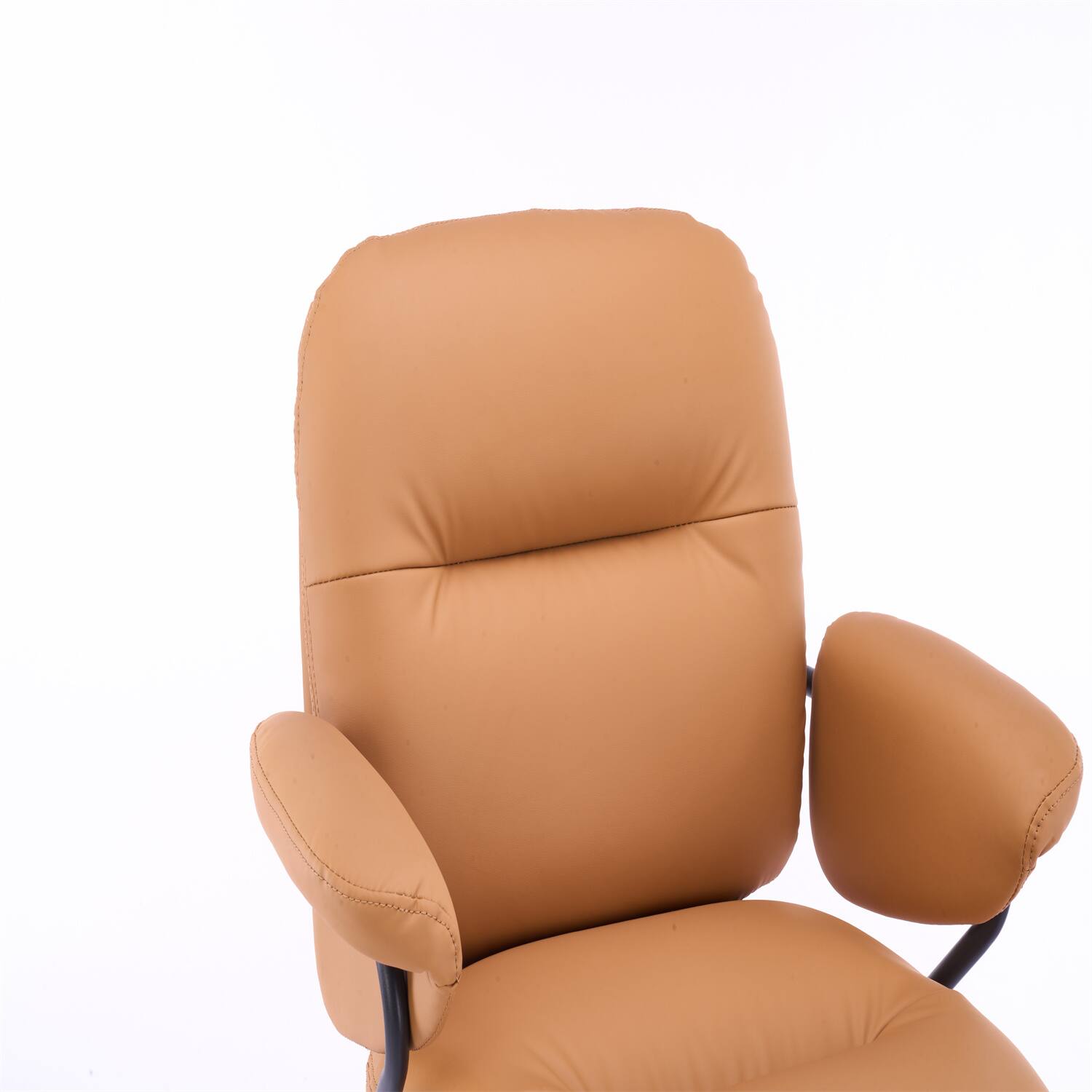 Alt View 1. Forest'nSky - Camel Ergonomic White Leather Office Chair, Reclining Backrest with Adjustable Height & 360° Swivel, Easy Assembly - Camel.