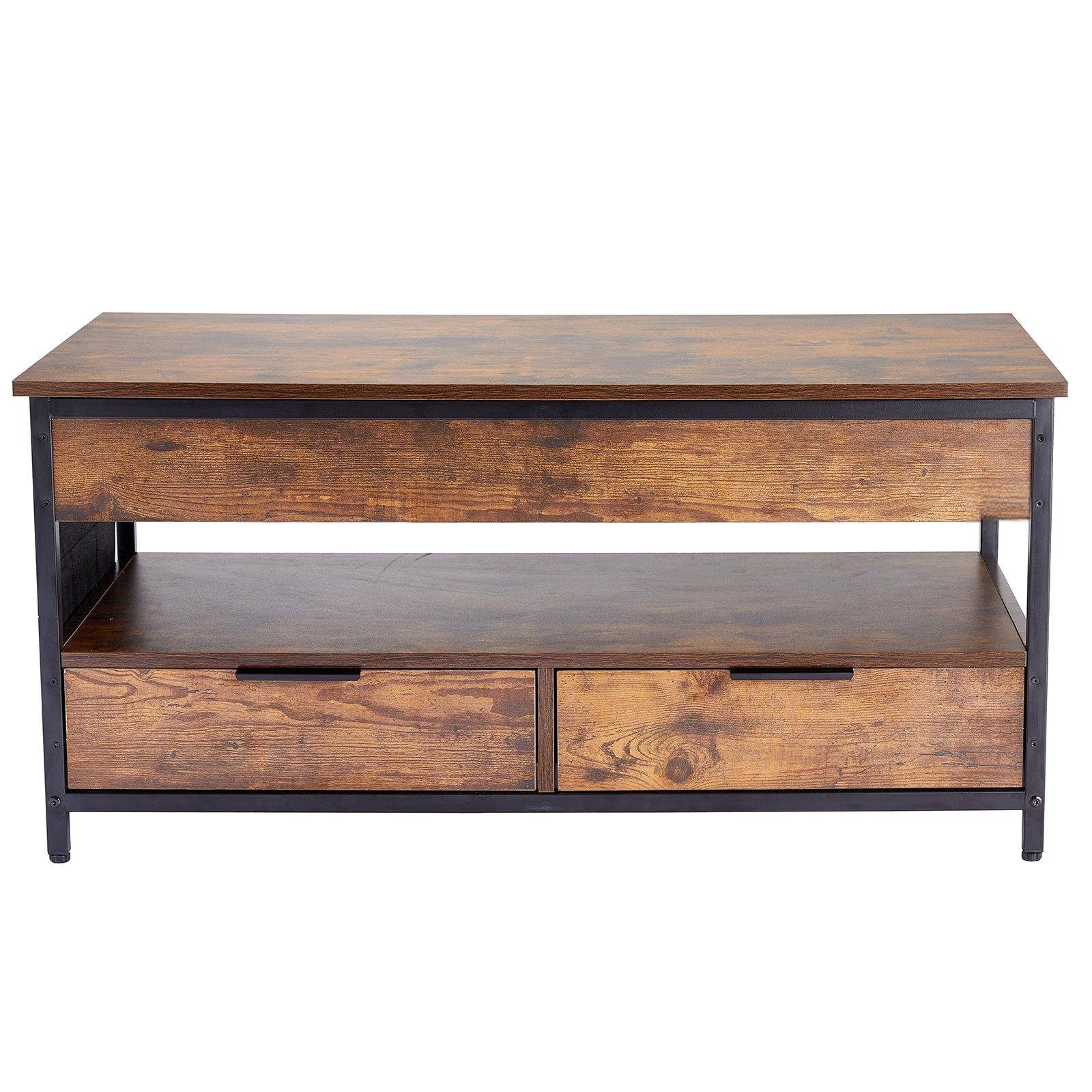 Alt View 9. Glintex - Rectangle Lift Top Coffee Table 39.4 in, Pop Up Storage Table with Power Strip, USB & Lighting for Living Room - Brown.