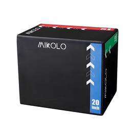 Mikolo - Plyo Box, 3-in-1 Foam Plyometric Jump Box, 16"X20"X24" - Black