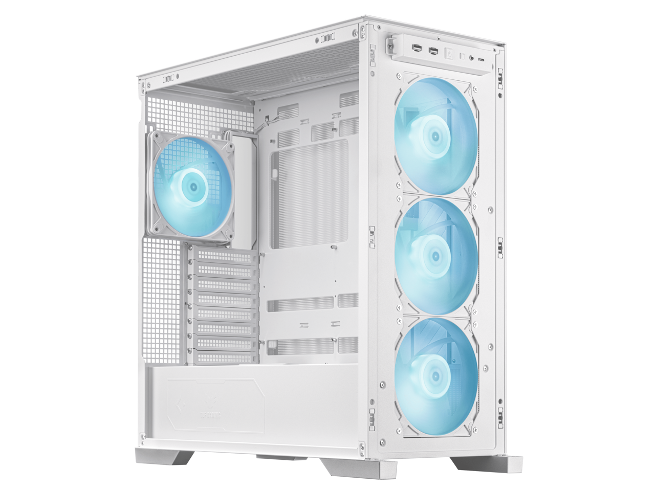 Alt View 4. ASUS - ASUS TUF Gaming GT302 ARGB White ATX Mid-Tower Case, 4x 140mm ARGB Fans, Interchangeable Side Panel - White.