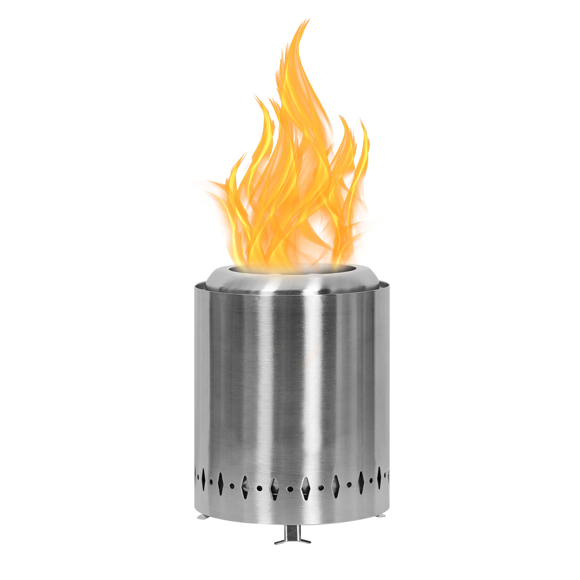 Front. Bestier - 5.1 in. x 7.68 in. Outdoor Stainless Steel Wood Burning Fire Pit Smokeless - Silver.