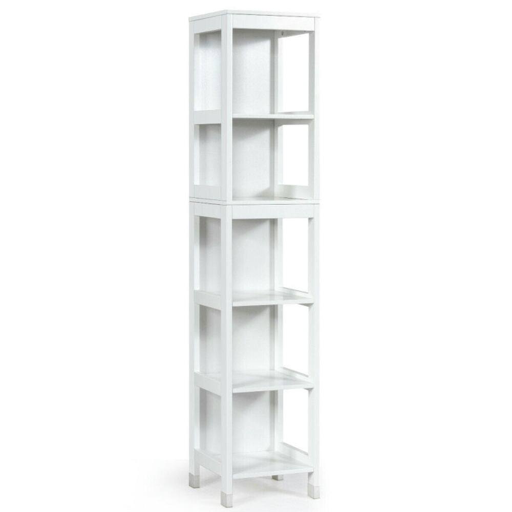 Front. Pefilos - 5-Tier Multifunctional Bathroom Floor Cabine Storage with 2 Drawers, Bathroom Storage Cabinet for Entryway Storage - White.