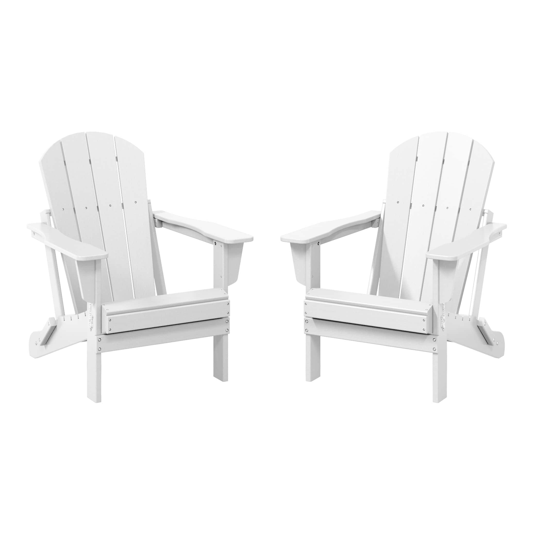 WestinTrends - Malibu Outdoor HDPE Folding Poly Adirondack Chairs (Set of 2) - White