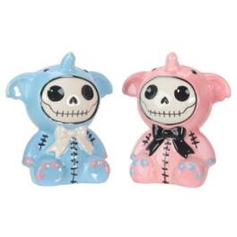 Pacific Trading - Furrybones Baby Blue and Pink Elephant Elefun Ceramic Salt and Pepper Shaker Set - Multicolor