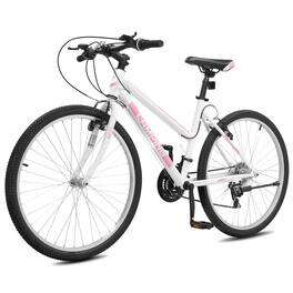 Winado - 26 Inch Mountain Bike, 7/21-Speed Adult Bicycle Sturdy Steel Frame, Front Suspension, Excellent Twist Shifting - White