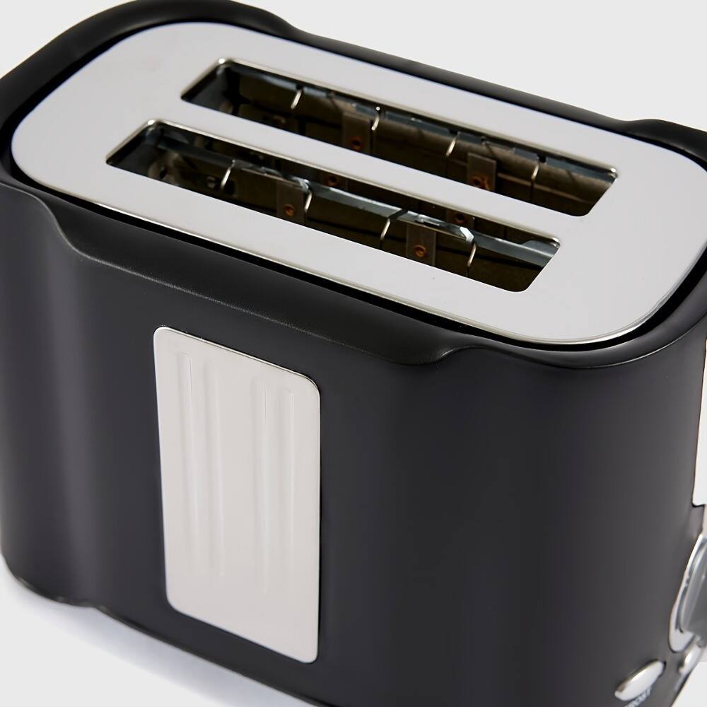 Back. VAVSEA - 2 Slice Toaster with Wide Slots Stainless Steel Exterior Crumb Tray Even Toasting - Black.