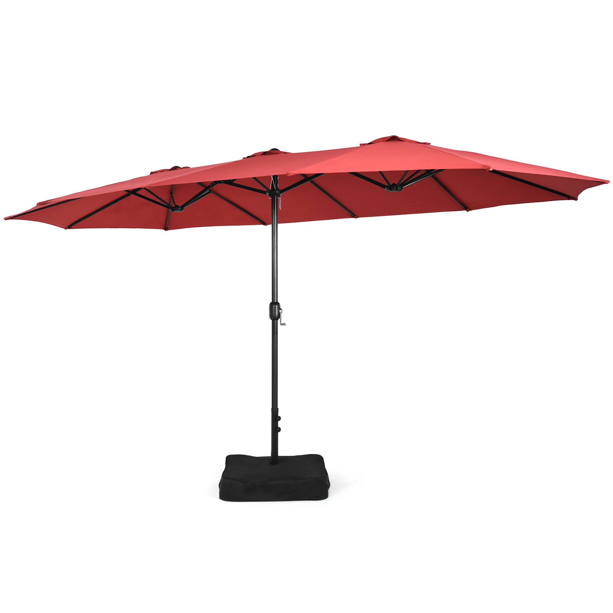 Alt View 7. Gymax - Gymax 15 ft Double-Sided Patio Twin Umbrella Extra-Large Market Umbrella w/ Base Wine - Wine.