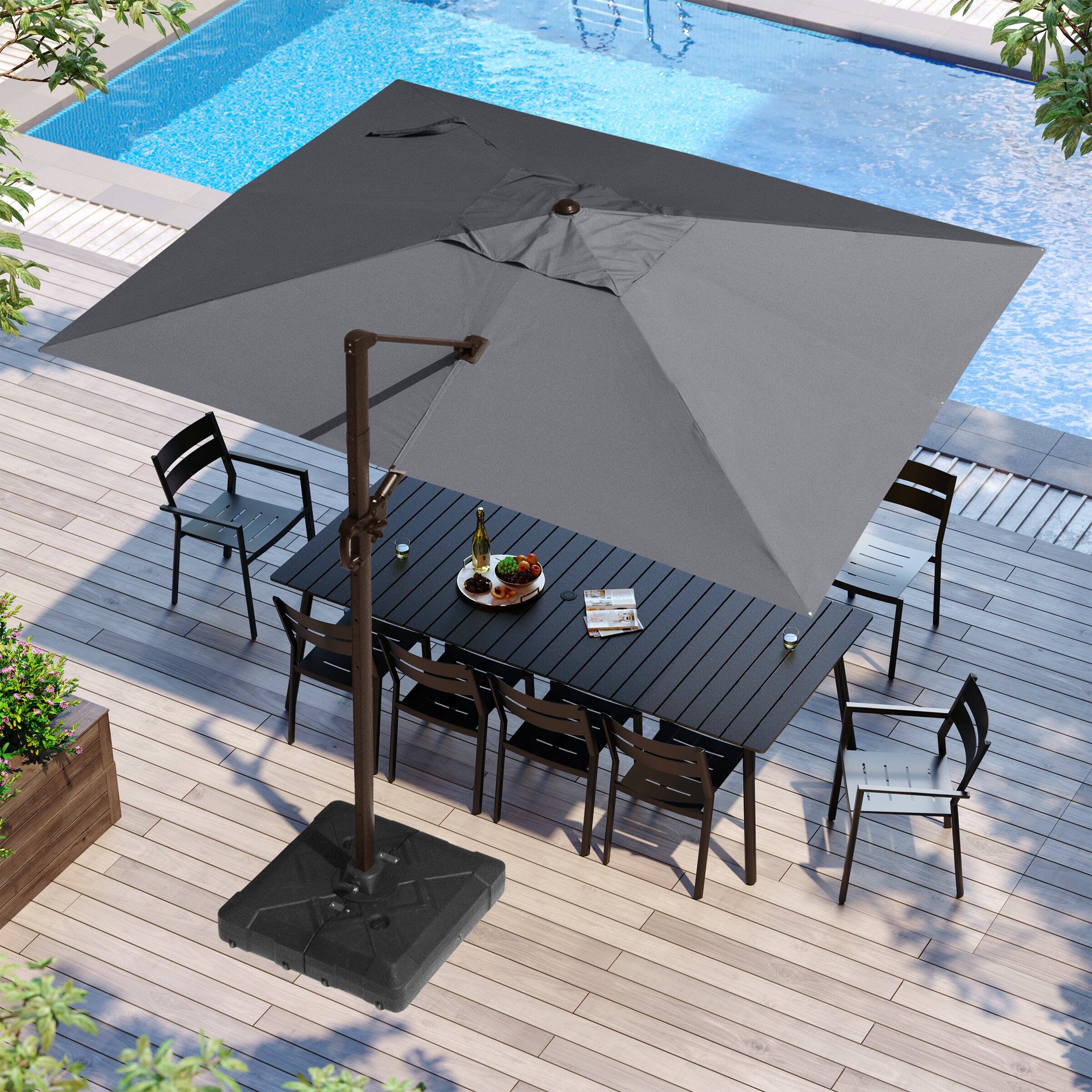 Alt View 6. Crestlive Products - Crestlive Products 12-ft Aluminum Dark Gray Slide-tilt Cantilever Patio Umbrella with base - Dark gray.