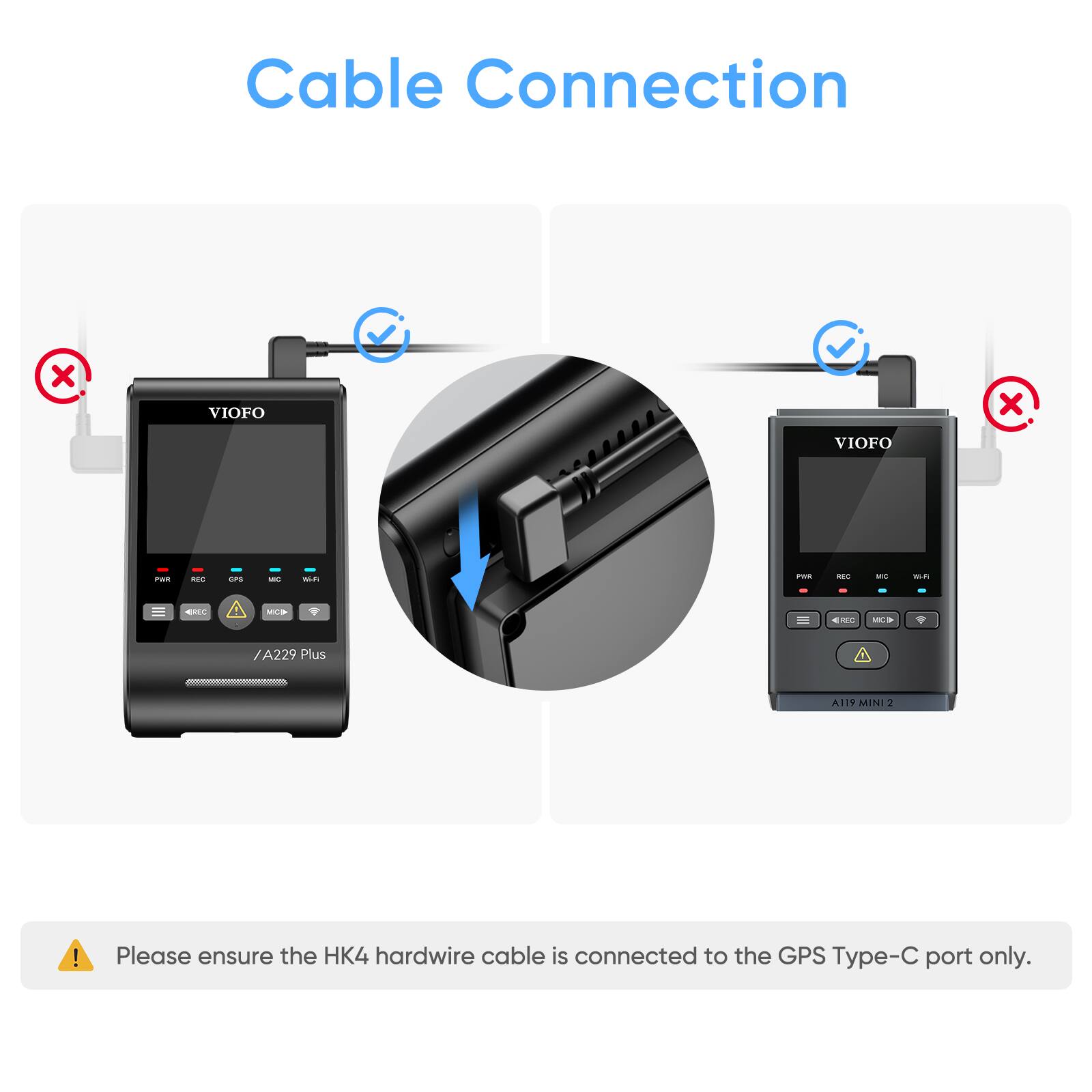 Cable Connection

Please ensure the HK4 hardwire cable is connected to the GPS Type-C port only.