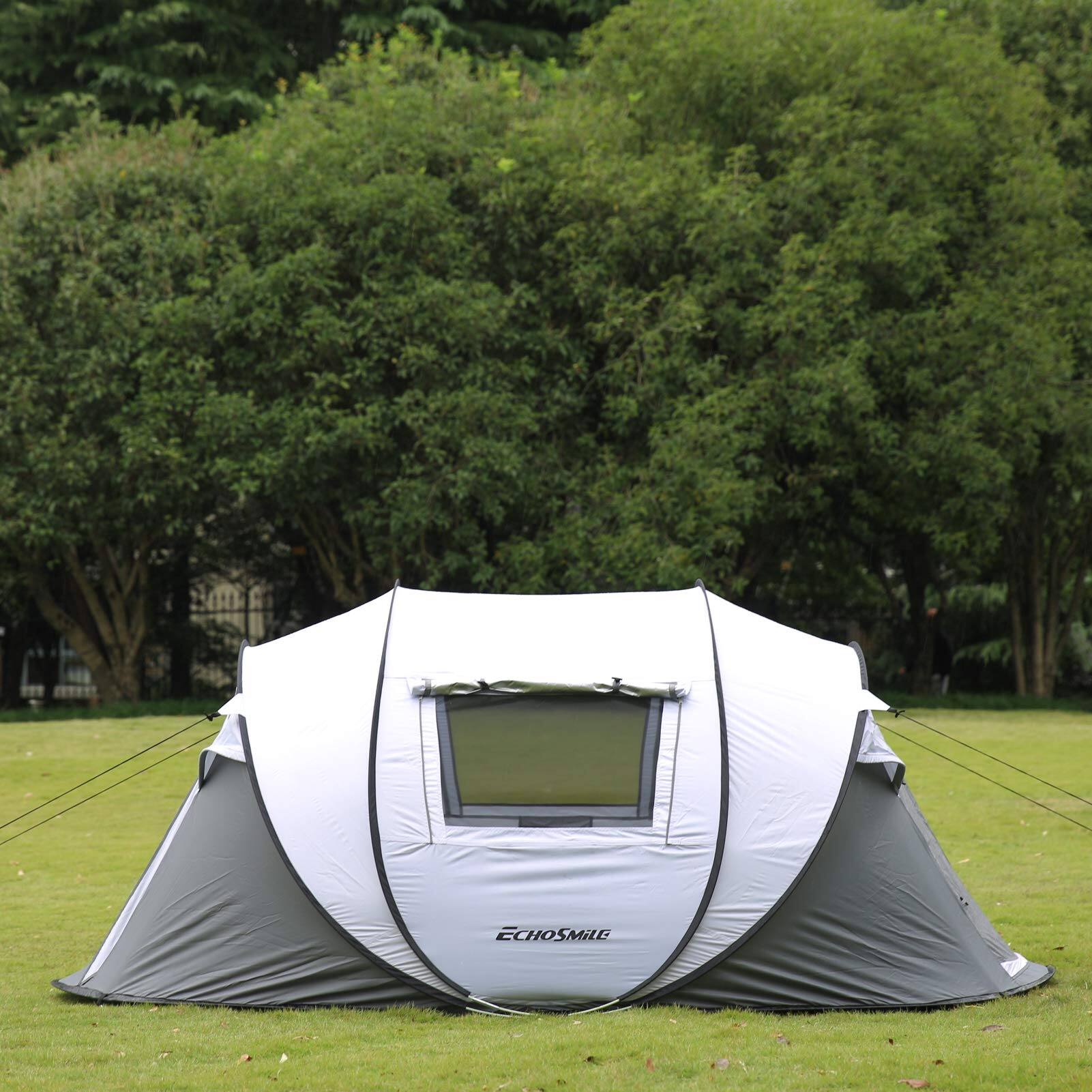 Alt View 2. Wikistore - Wikistore 4 Person Pop Up Tent Instant Setup Water Resistant Portable w/Carry Bag for Camping Hiking & Outdoor 3-Season - ‎White & Grey.