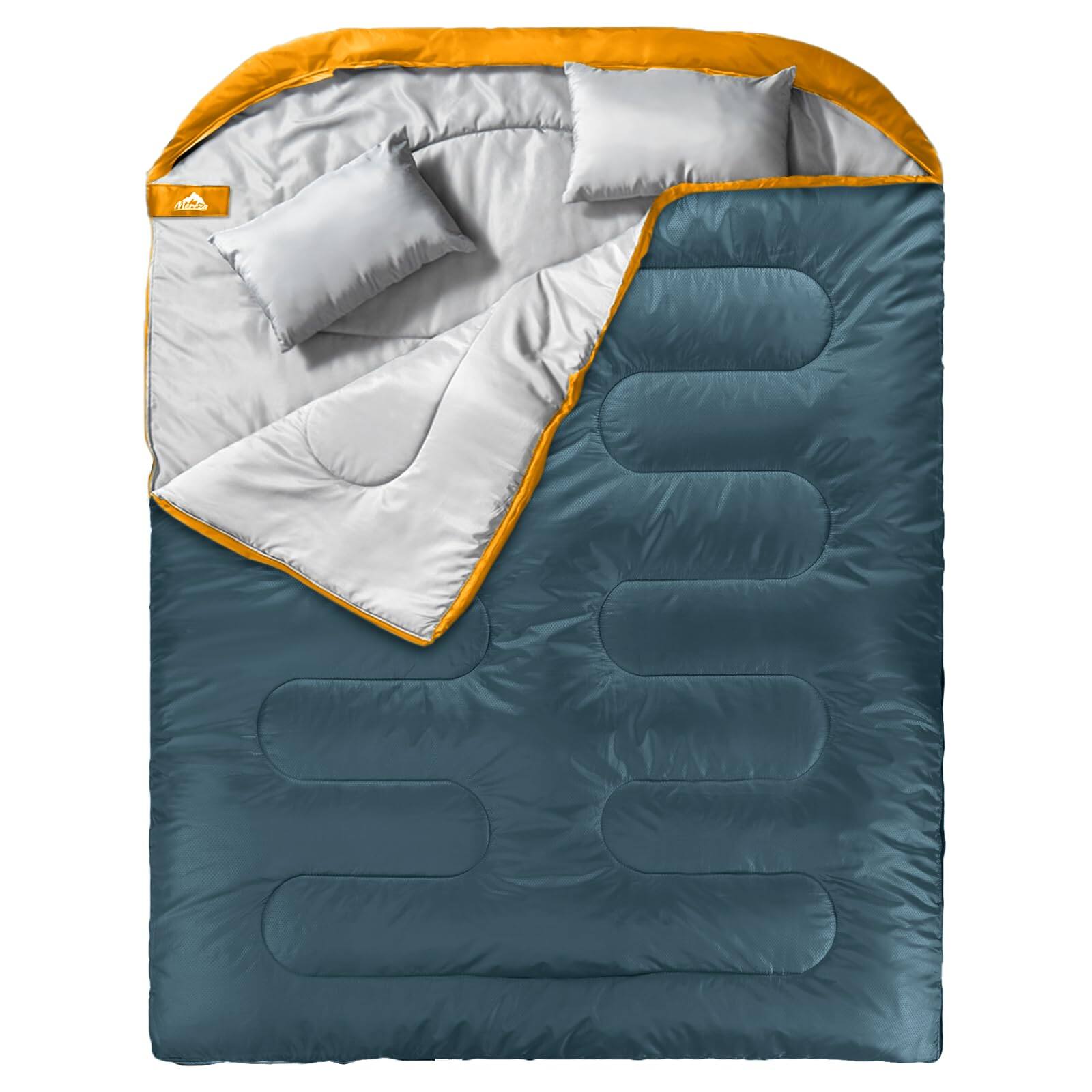 Front. Skar Audio - Double Sleeping Bag For Adults Mens With Pillow Queen - Blue&Yellow Double (90.6in*61in).