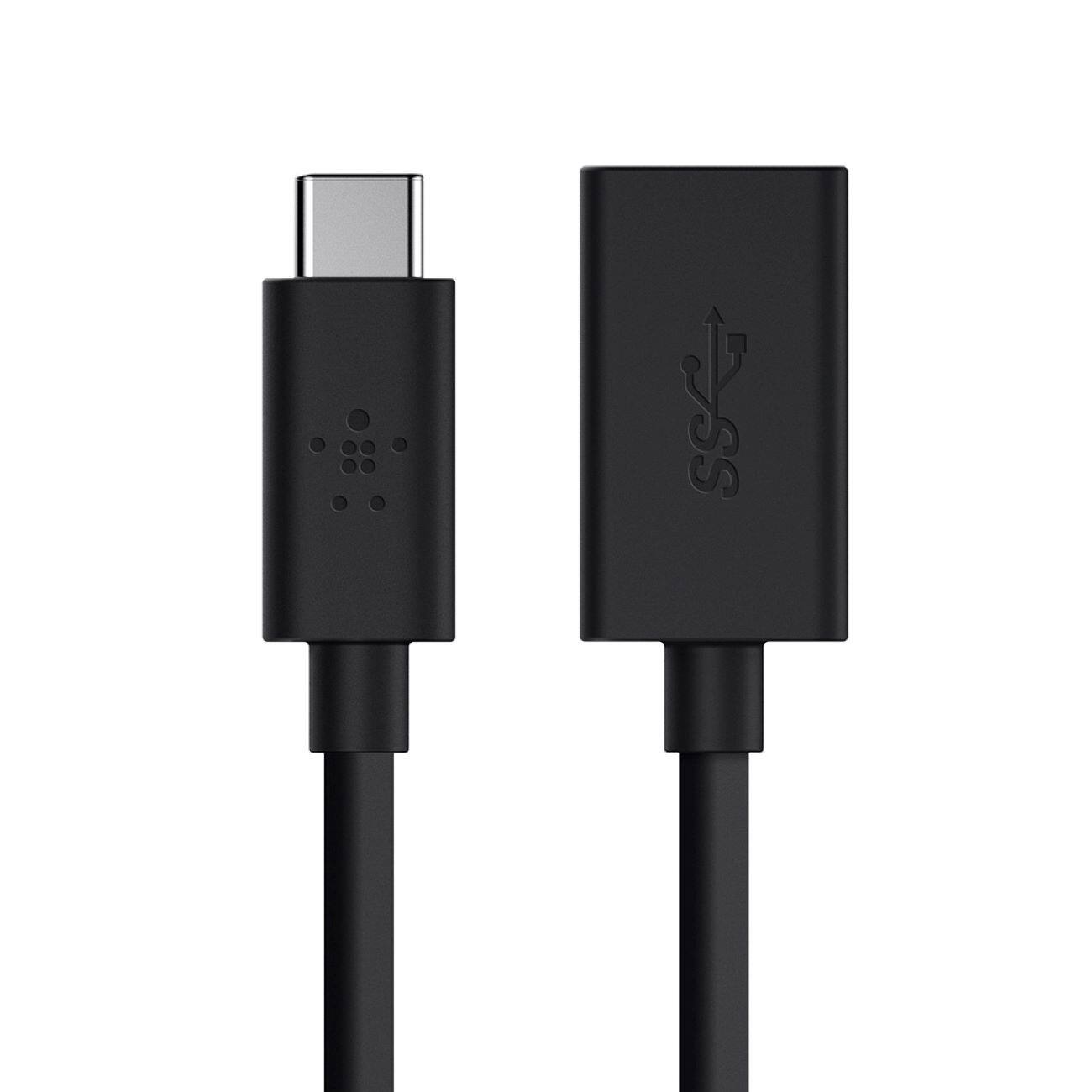 Back. Belkin - USB-C to USB 3.0 Adapter with Charging and 10Gbps Data Transfer, Compatible with Apple and Chromebook Devices 5-Inch - Black.