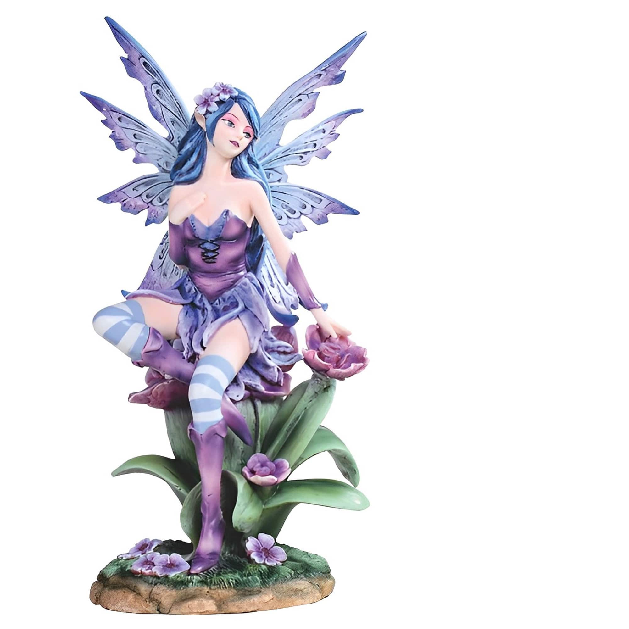 FC Design - 10"H Fairy Sitting on Flower Figurine Statue Office Desk Tabletop Home Decor Gift - Multi-Color