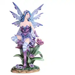 FC Design - 10"H Fairy Sitting on Flower Figurine Statue Office Desk Tabletop Home Decor Gift - Multi-Color