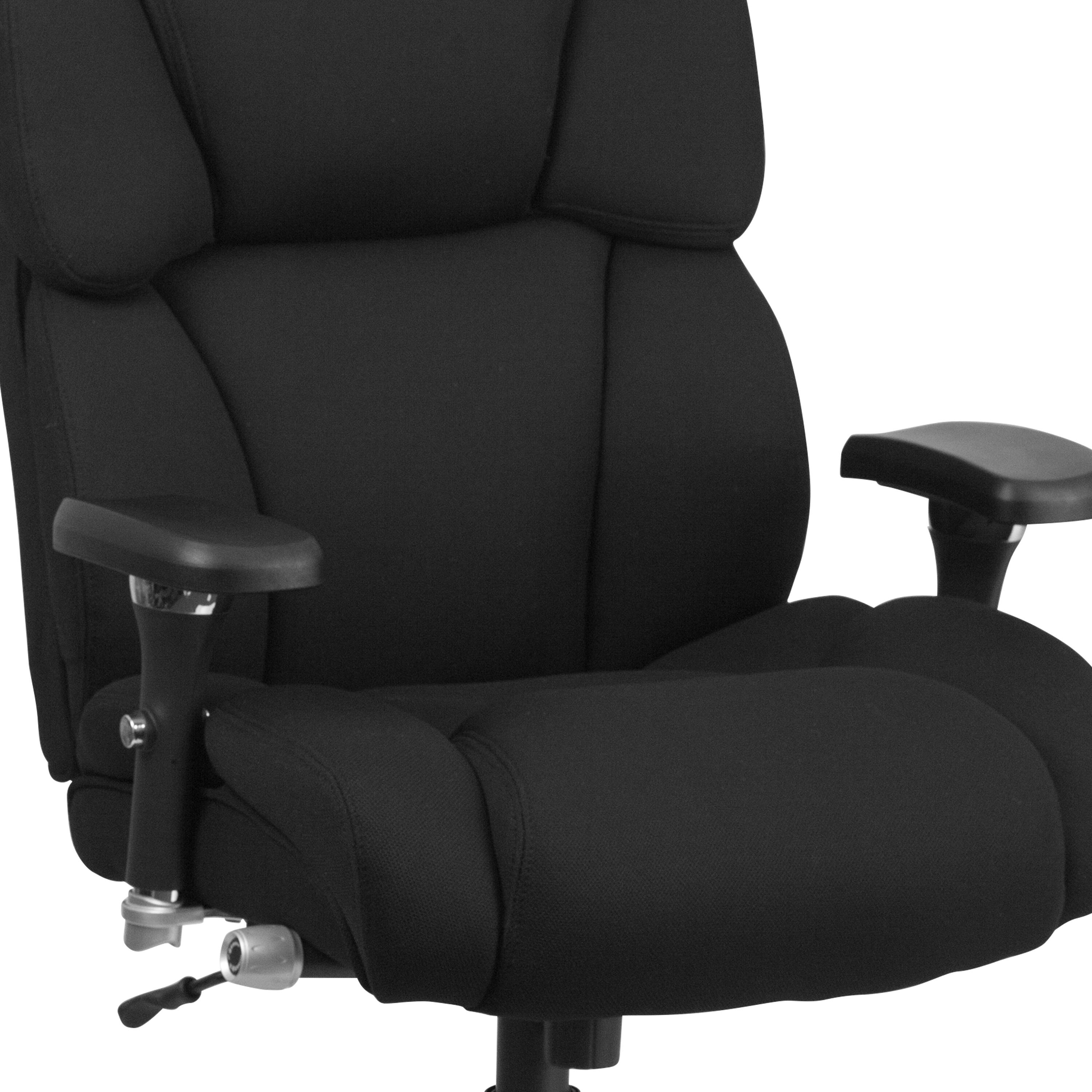Alt View 8. Emma + Oliver - 24/7 400 lb. Big & Tall High Back Tufted Lumbar Knob Ergonomic Office Chair - Black Fabric.