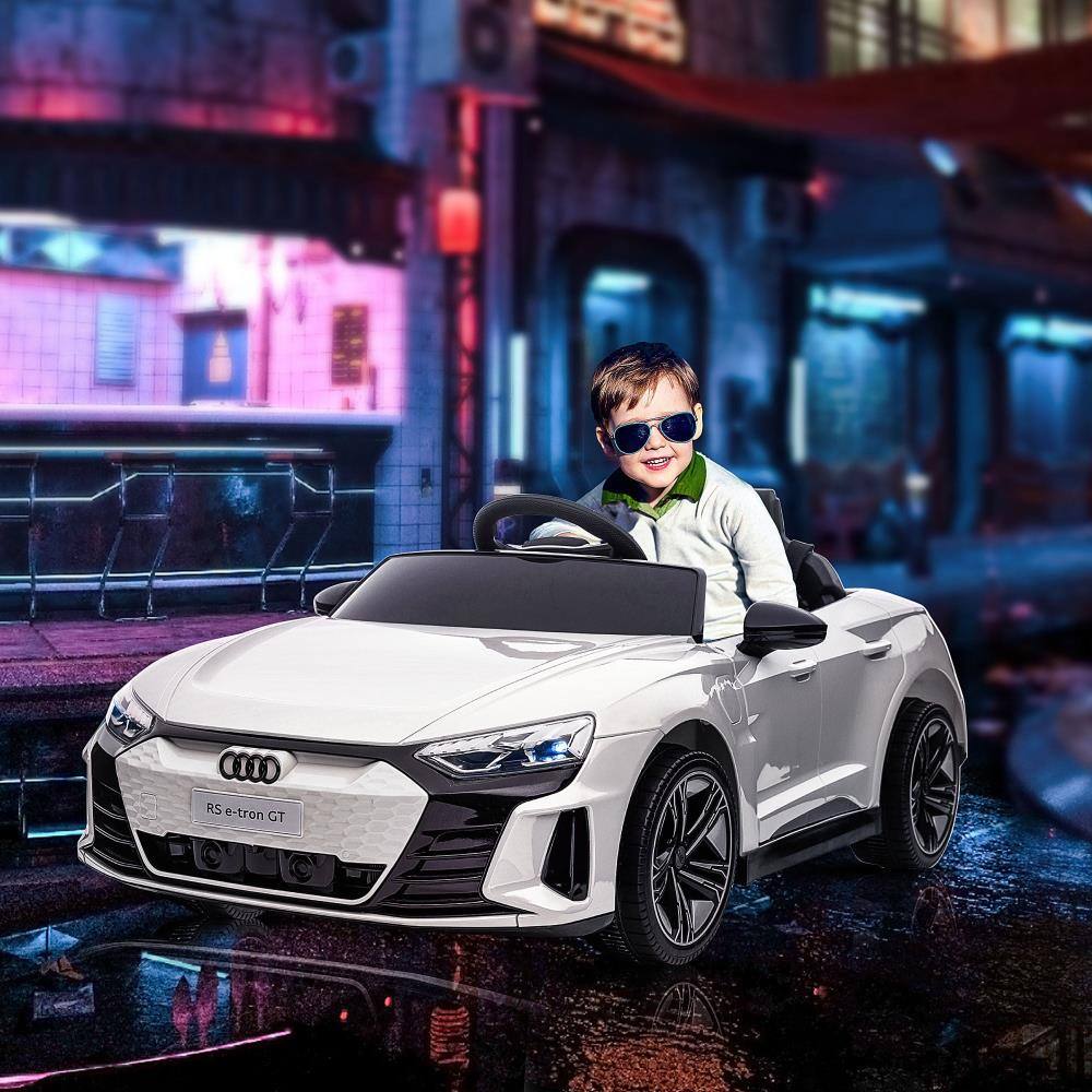 Angle. BreeBe - Aosom 12V Licensed Audi RS E-tron GT Kids ride on Car, 3.1 MPH, Remote Control, Suspension, Horn, Music, Lights - White.