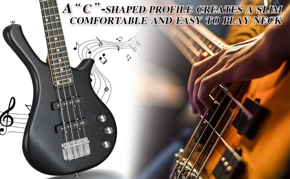A "C"-SHAPED PROFILE CREATES A SLIM COMFORTABLE AND EASY TO PLAY NECK