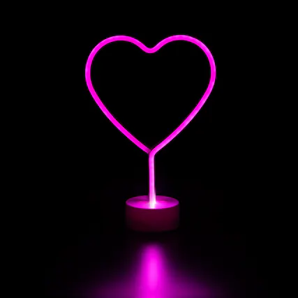 Front. Northlight - LED Heart Neon Table Light- 11.5" - Pink - Pink.