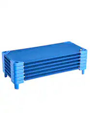 Front. VEVOR - Stackable Kiddie Cot, Pack of 6, Portable Toddler Nap Cots, Standard Size 52" L x 23" W Daycare Cots for Kids - Blue.