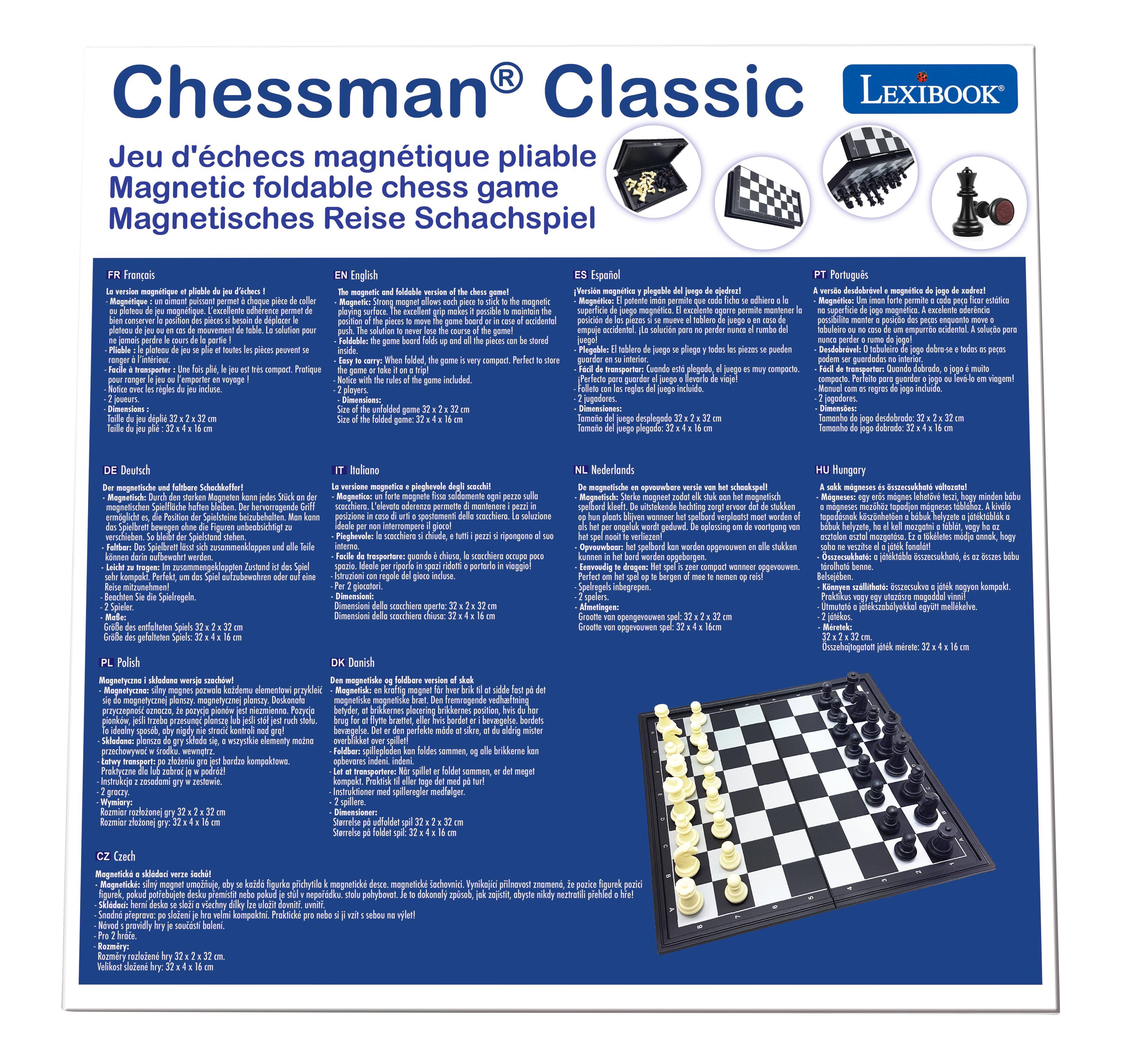 Chessman Classic Jeu pliable Magnetic foldable chess game Magnetisches Reise Schachspiel

Français bien de Modice here joueurs. Taille plioble du cheque coller besoin deplorer THIS table. plie toudes pices fois les

The und the The the When game: the gensel the be

Español dell poteinie mn juego permite la mueve tablere solucin para FUNDO del tablero de juege pliega todas los piezos pueden juego Tomao

Português megnetica de jogo de medreal imess fioes esttica de aderncia manter posio den enquento - ocidental. soluo para nunce dobra-se lodos peos Quando logo mulite logo are viagom! Manual Tamanho ogo Tamanho faltbare Megnetische kann der haften die beizubehalten. olino bleibs stehen und olle Tailio knnen Spiel Reise die des do planszy. plonszy plansze sposob, kontroli grq!

DK n della della flytte med perce della tutti ripongono chiuse, occupa portarlo viaggiol all fast bordet sikre,