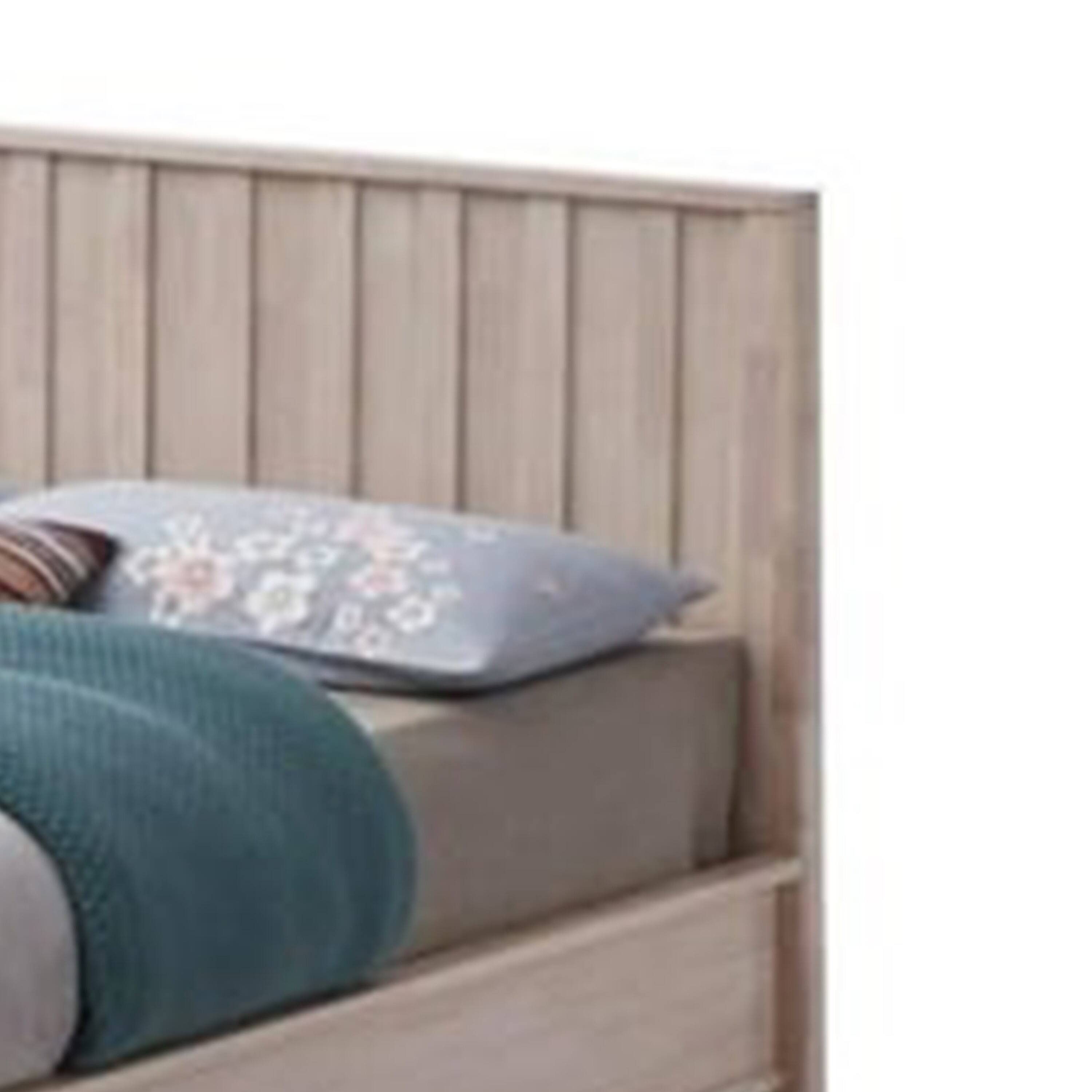 Alt View 2. Manhattan Lane - Vasu Twin Size Bed, Reeded Headboard, Whitewash Solid Rubberwood - Whitewash.