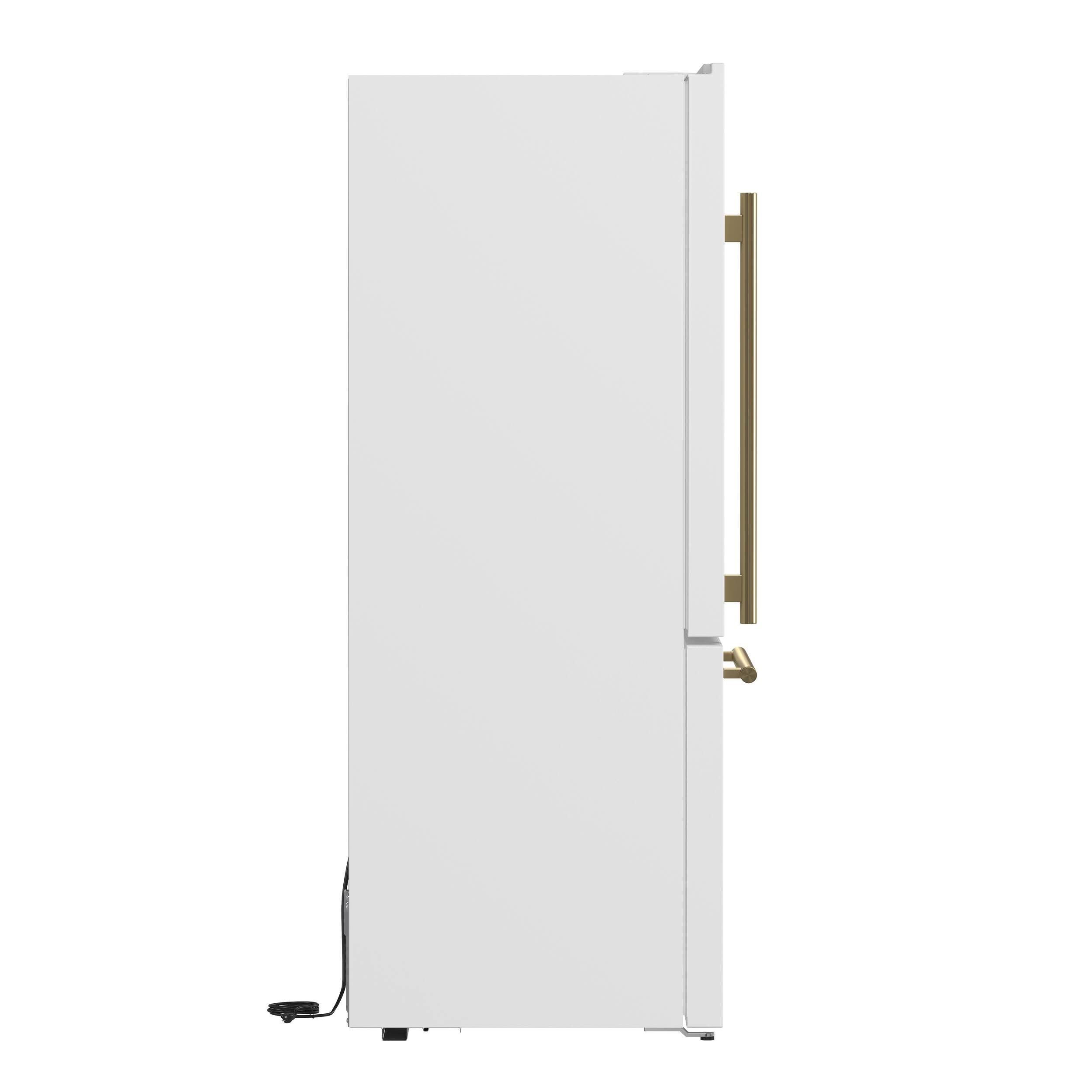 Alt View 2. Forno Appliances - Milano Espresso 17.2 Cu. Ft. Counter-Depth Bottom Freezer Refrigerator with Right Swing Door, Antique Brass Handles - White.