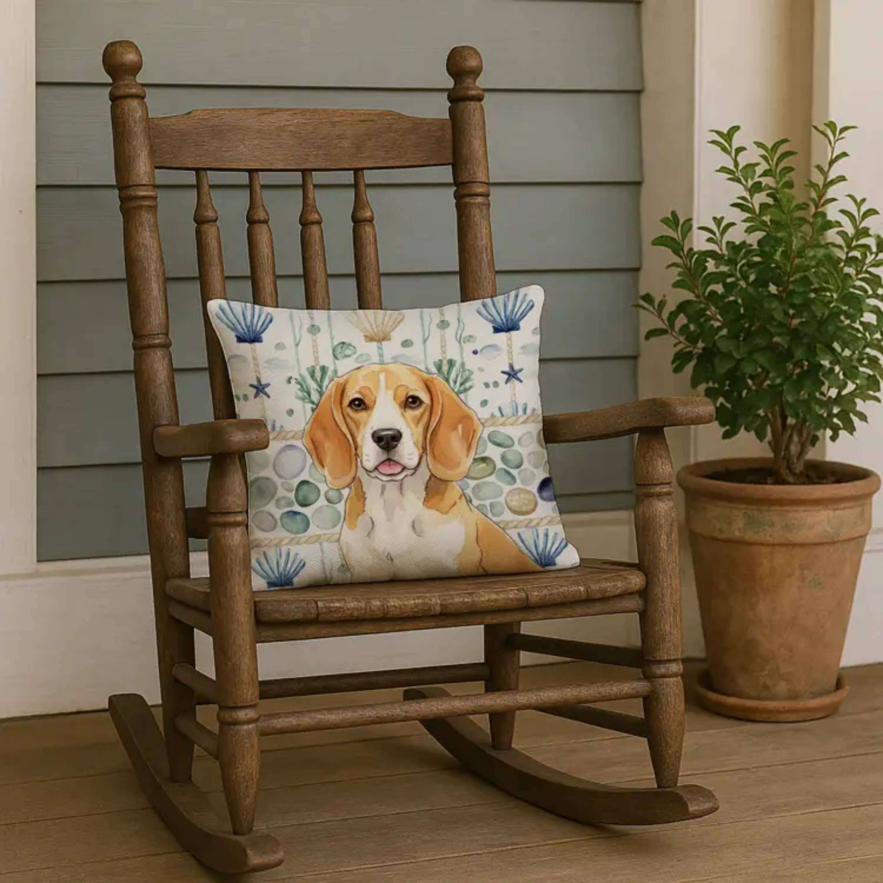 Left. Kitcheniva - 18" x 18" Coastal Sea Design Throw Pillow Home Decor Beagle Lemon And White - Multicolor.