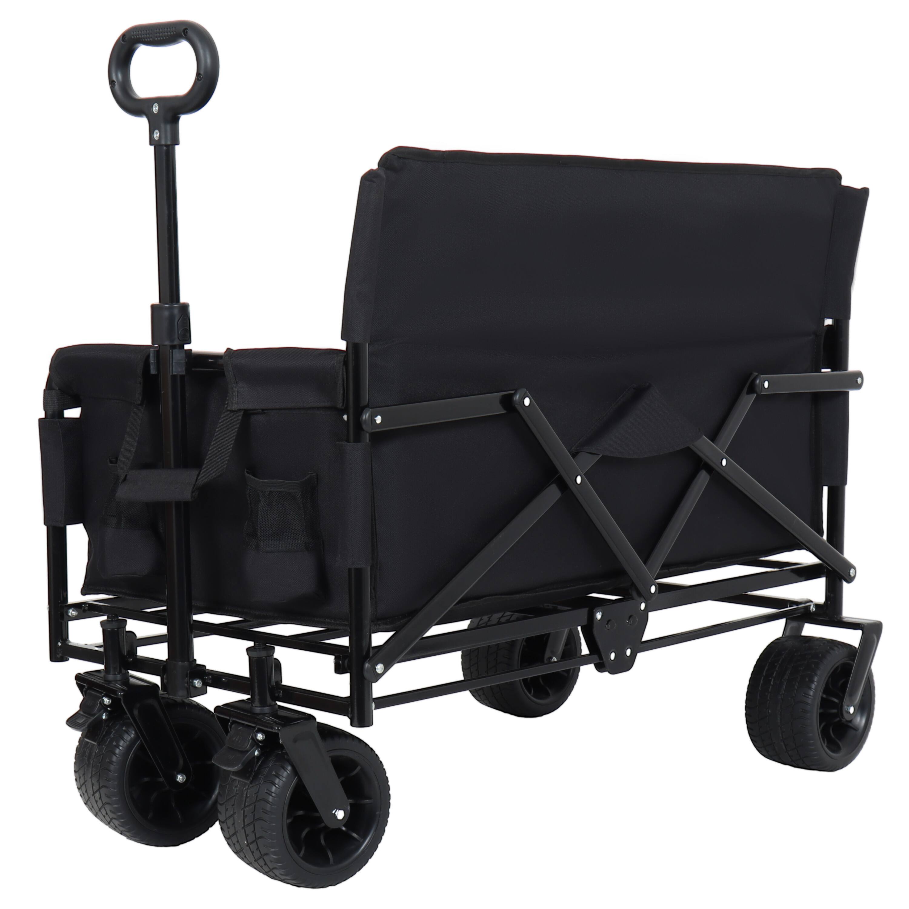 Alt View 2. Mondawe - 3-in-1 Convertible Folding Wagon Utility Carts w/ 500LBS Capacity, 180L Space, All-Terrain Wheels for Outdoor Use - Black.