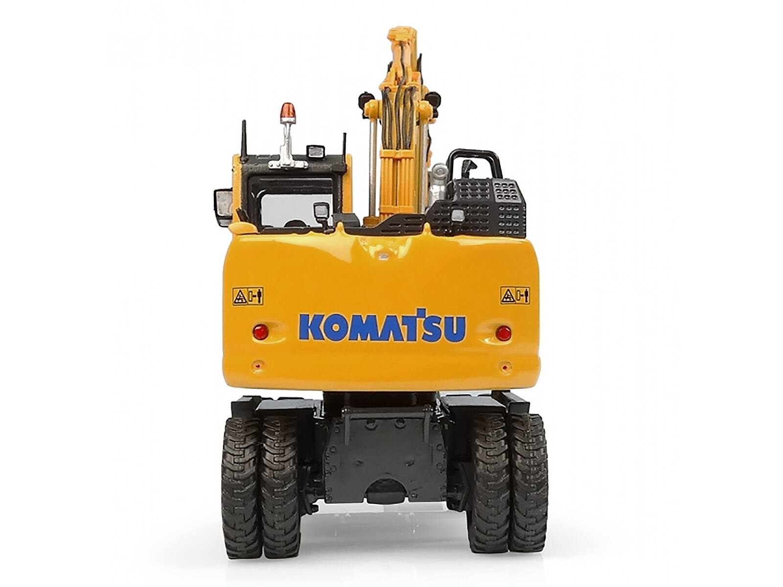 Alt View 1. Universal Hobbies - Komatsu PW148-11 Wheel Loader Yellow with Standard and Clamshell Buckets 1/50 Diecast Model by Universal Hobbies.