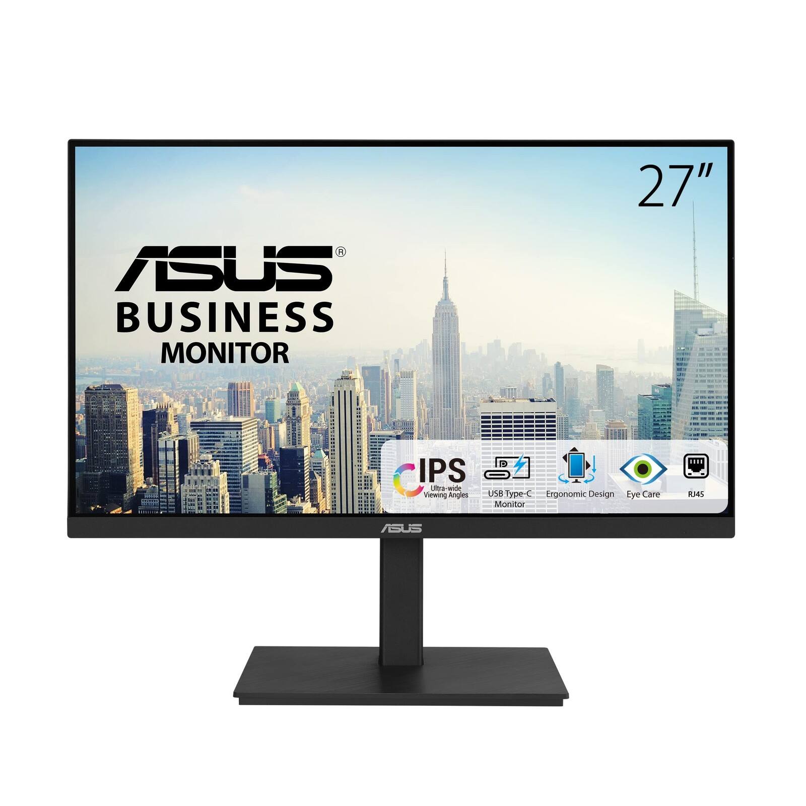 ASUS BUSINESS MONITOR 27" IPS Ultra-wide Viewing Angles USB Type-C Ergonomic Design Monitor Eye Care RJ45