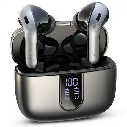 Front. VEAT00L - VEATOOL Earphones with Wireless Charging Case IPX7 Waterproof in-Ear Earbuds with Mic for TV Smart Phone Computer Laptop.