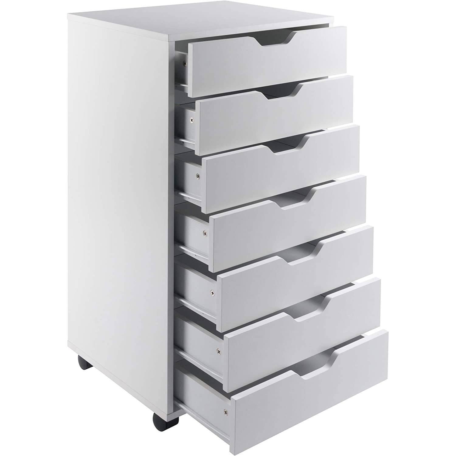 Back. Hivvago - Hivvago Modern Scandinavian Style 7-Drawer Storage Cabinet Chest - White.