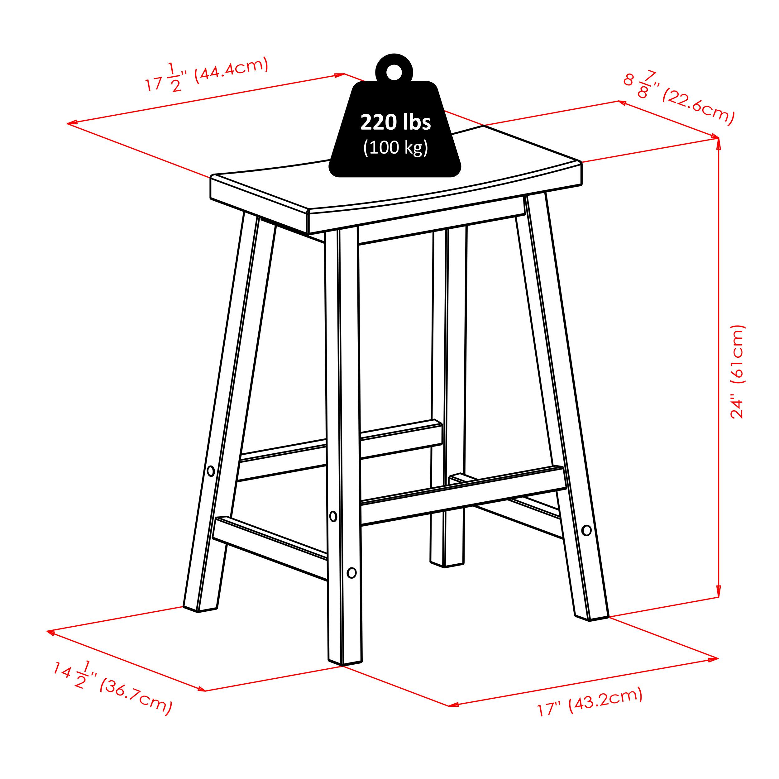 17 1/2" (44.4cm)  
220 lbs (100 kg)  
8 7/8" (22.6cm)  
24" (61cm)  
14 1/2" (36.7cm)  
17" (43.2cm)
