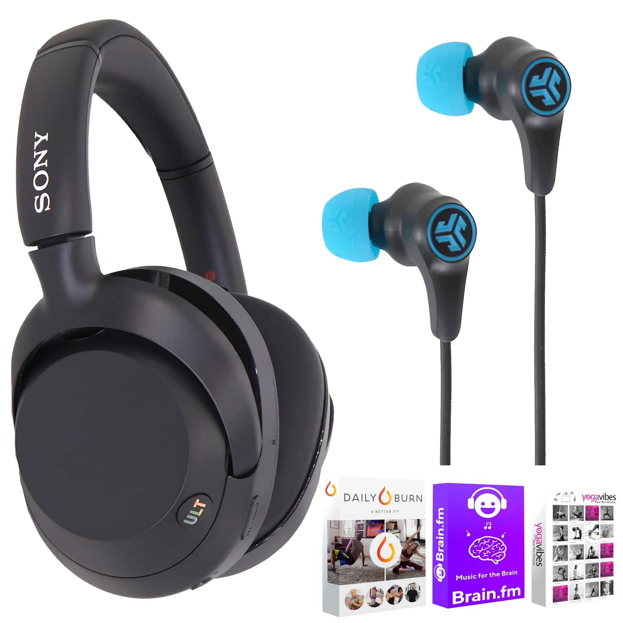 Sony - ULT WEAR Wireless Noise-Canceling Headphones with Software + Earbuds - Black