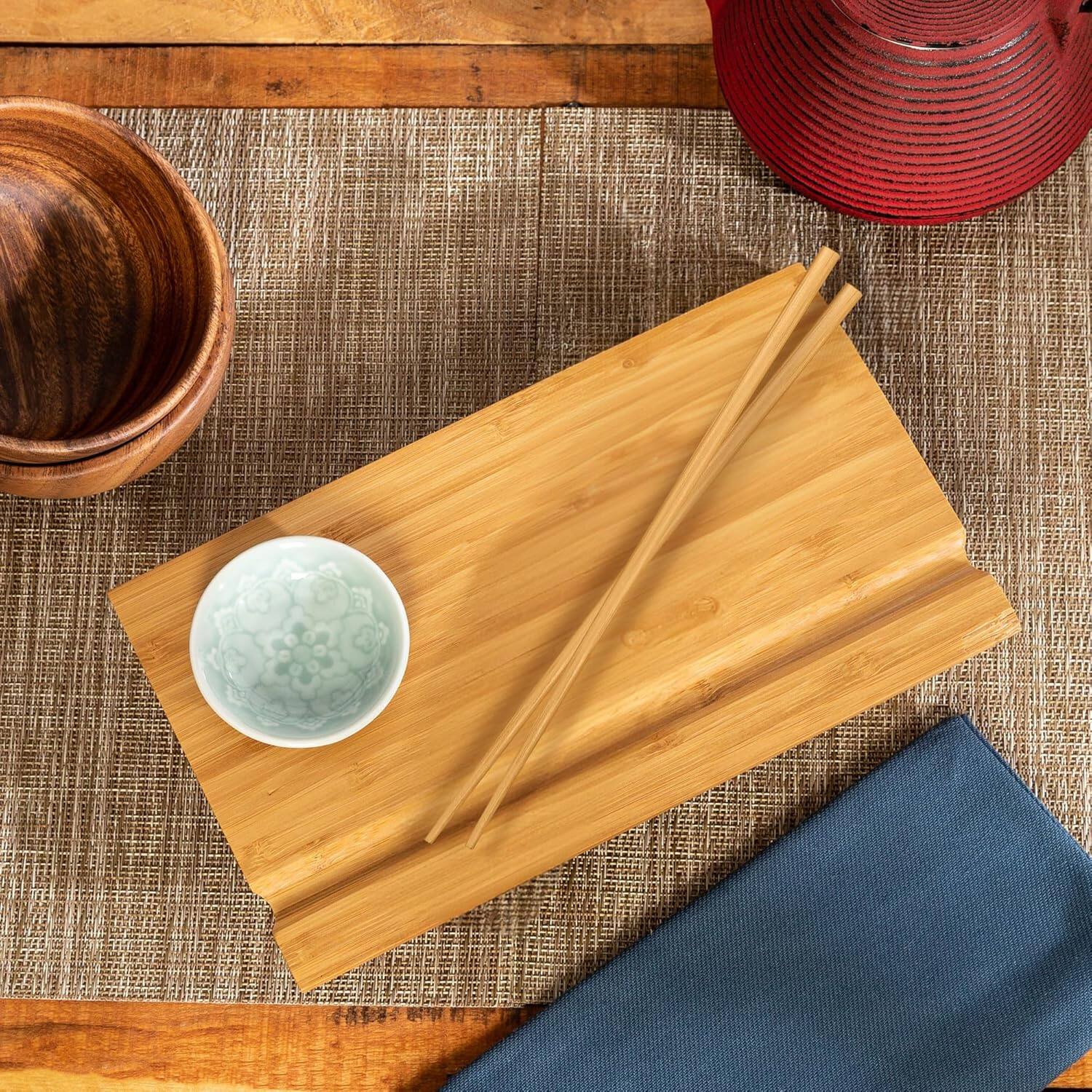 Alt View 8. Escali - Joyce Chen Burnished Bamboo Sushi Board Set - Natural.