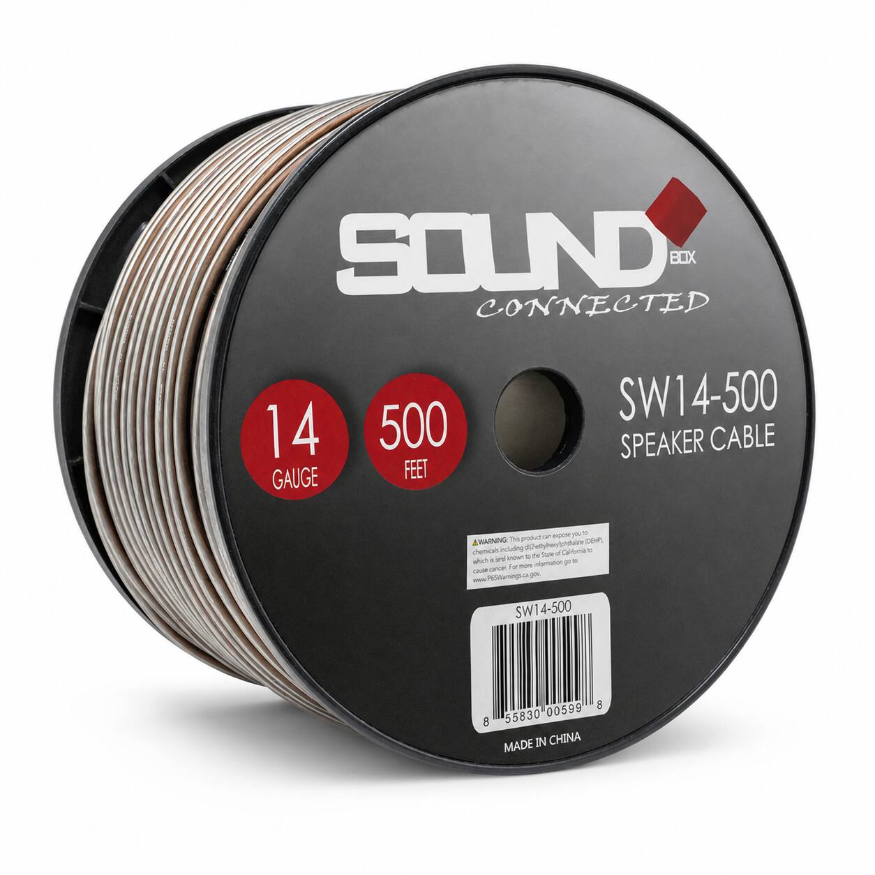 SOUND BOX CONNECTED SW14-500 14 GAUGE 500 FEET SPEAKER CABLE

WARNING: This product can expose you to chemicals including di(2-ethylhexyl) phthalate (DEHP), which is listed by California to cause cancer. For more information go to www.P65Warnings.ca.gov

SW14-500

00599 8 8 55830

MADE IN CHINA