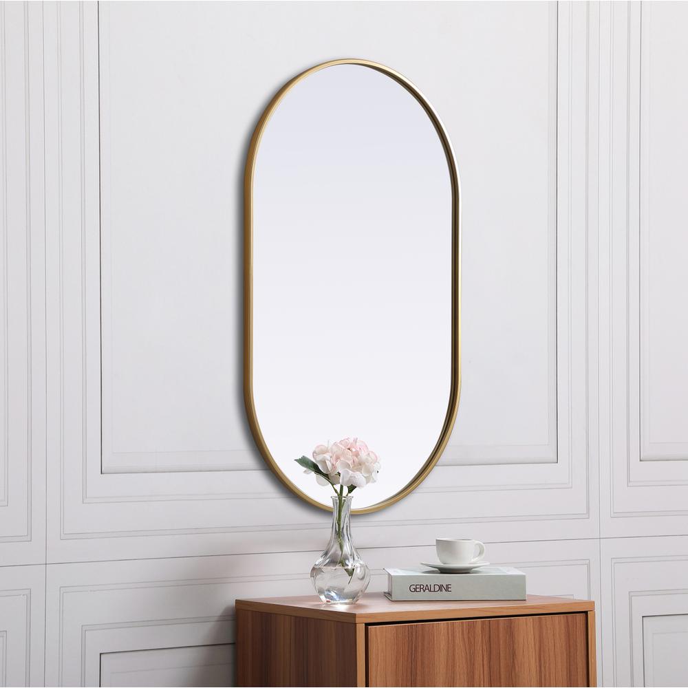 Alt View 7. Elegant Decor - Metal Frame Oval Mirror 24x40 Inch in Brass - Brass.