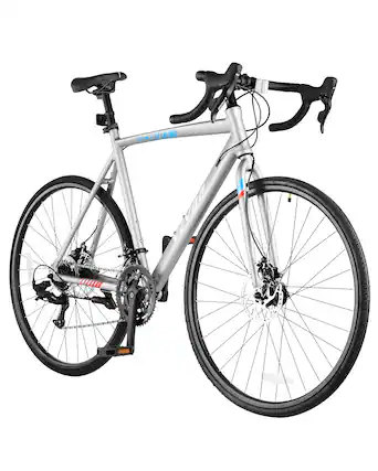 Front. VEVOR - Road Bike, 700C Wheels Racing Bike, L-TWOO 14 Speeds Drivetrain City Commuter Road Bicycle, Urban Adult Sport Bike - Grey.
