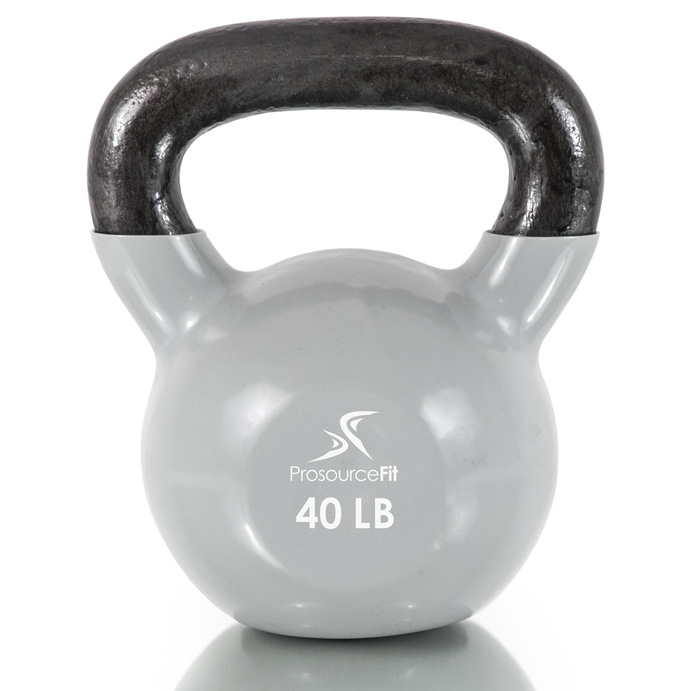 ProsourceFit - Vinyl Coated Iron Kettlebell, 40 lbs - Gray