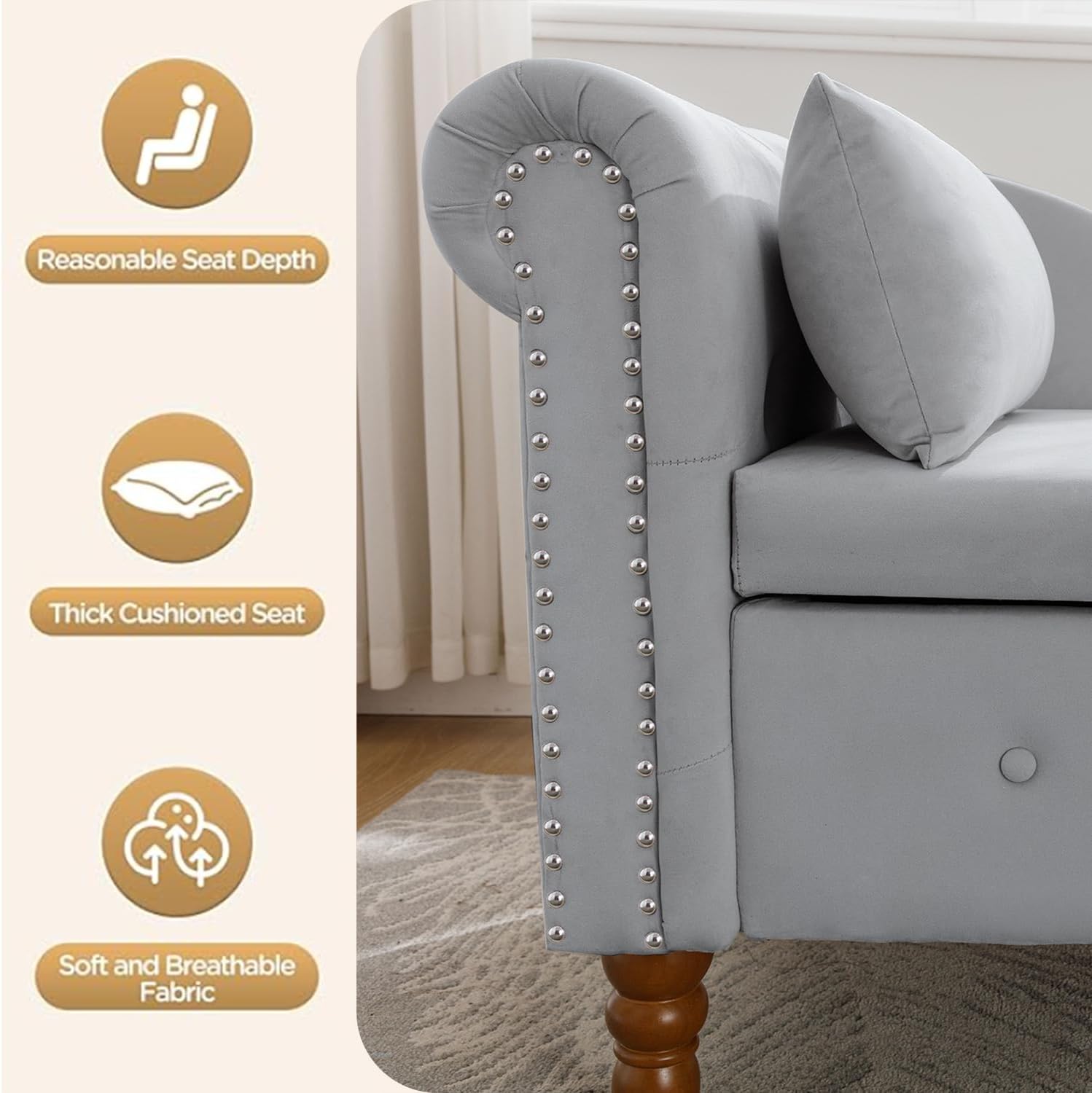 - Reasonable Seat Depth
- Thick Cushioned Seat
- Soft and Breathable Fabric