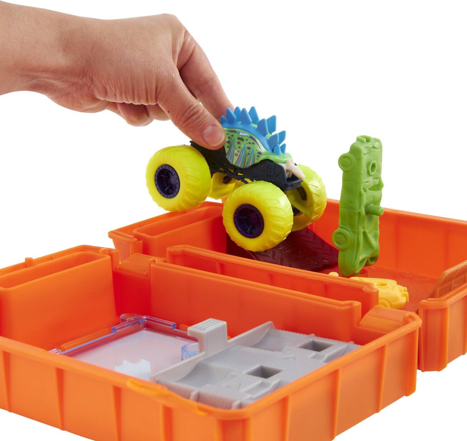 Alt View 1. Mattel - Mattel - Hot Wheels Monster Trucks Stunt N' Go Fossil Fuel Playset   - Collectibles - Multicolor.