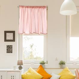 Unique Bargains - Curtain Valance, 27.5x51 in, Half Sheer Rod Pocket Valance for Kitchen Cafe Living Room Bedroom Bathroom, 1 Panel - Light Pink