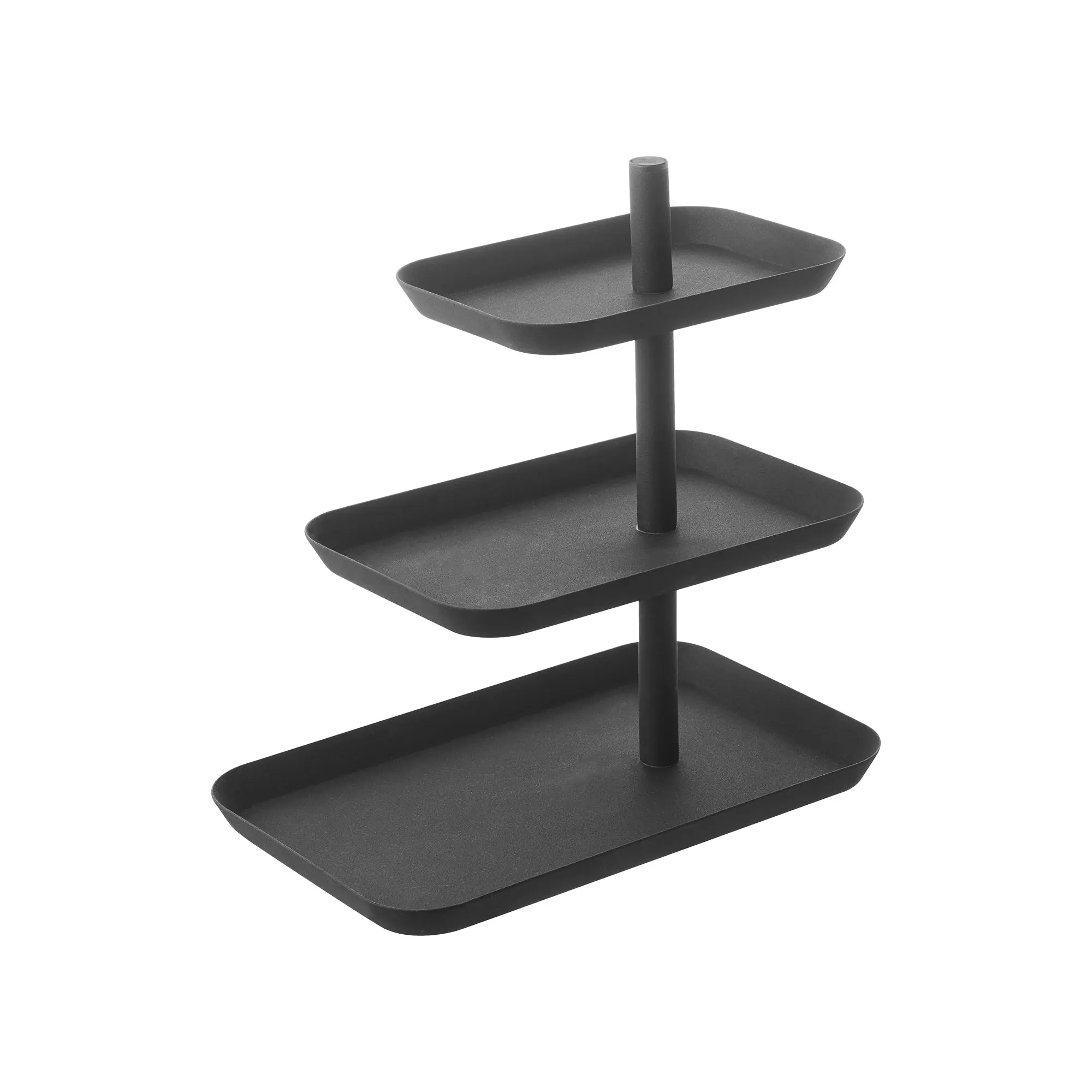 Alt View 2. Yamazaki Home - Three-Tier Display Tray - Steel - Black.