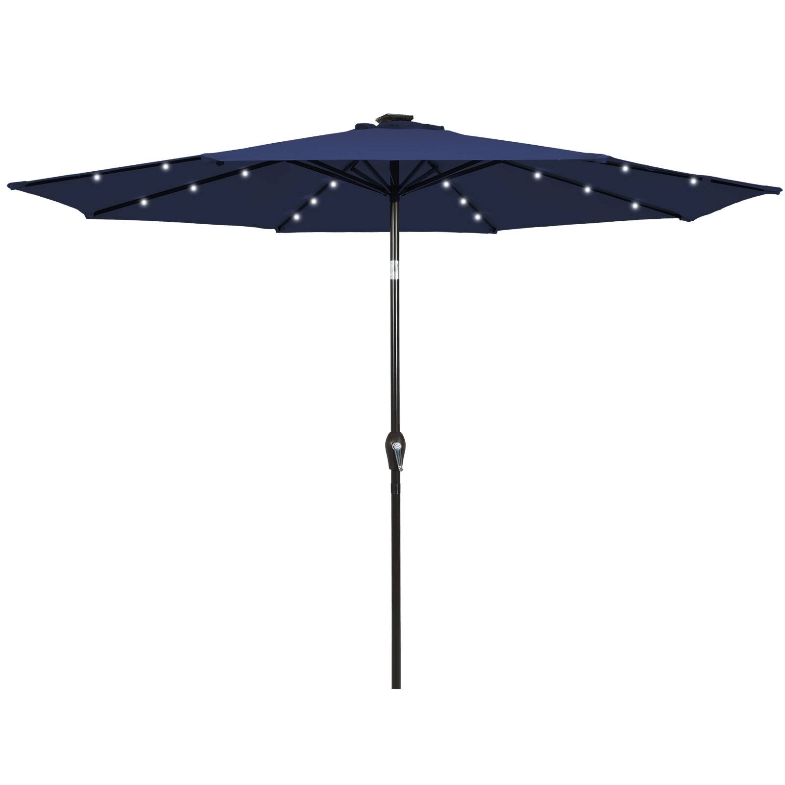 Alt View 5. Gymax - Gymax 9FT Solar Umbrella LED Patio Market Steel Tilt w/ Crank Outdoor Patio Navy - Navy.