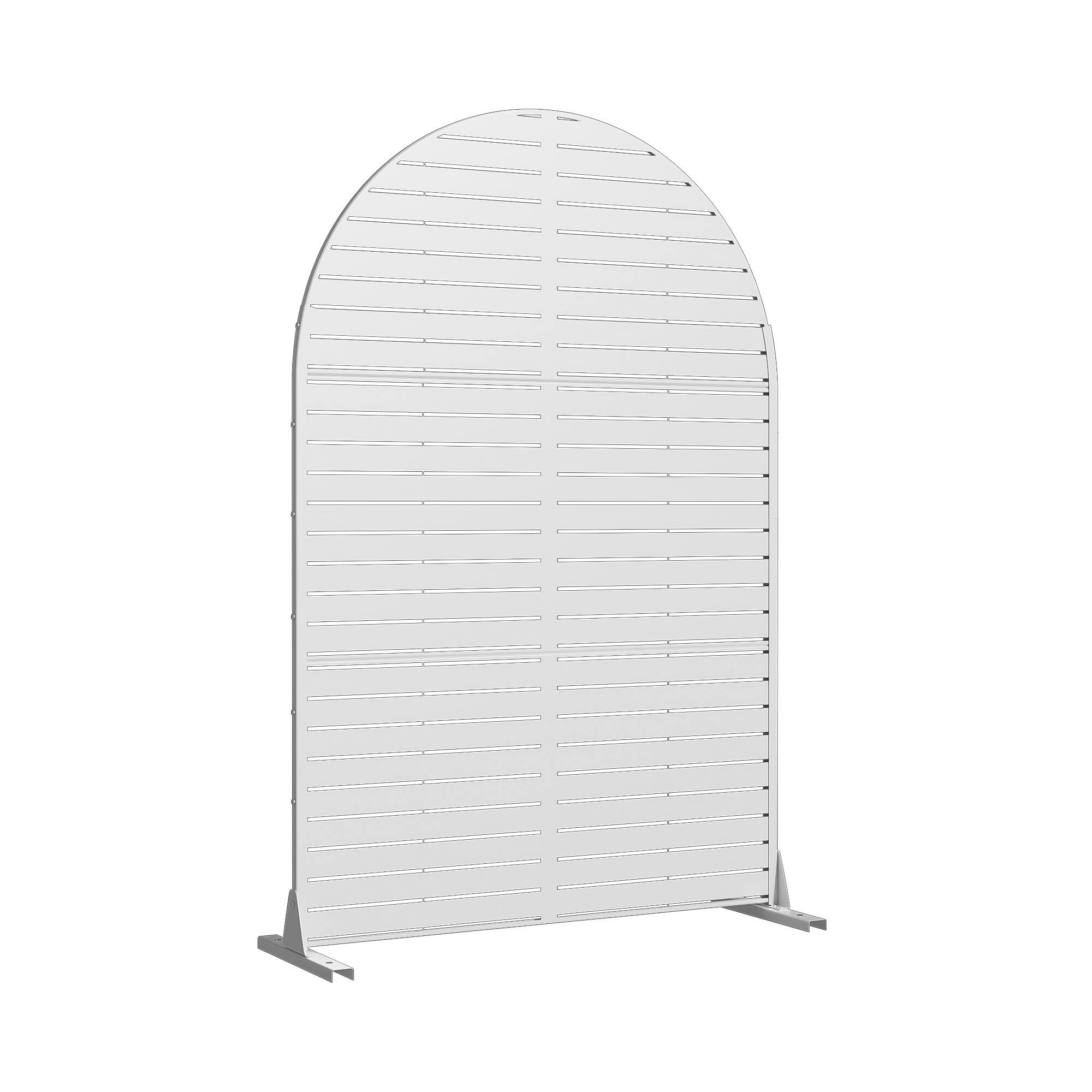 Angle. PexFix - 72 in. x 47 in. Louvered Pattern Arch Metal Outdoor Privacy Screen & Panels, Freestanding Garden Divider Fence - White.