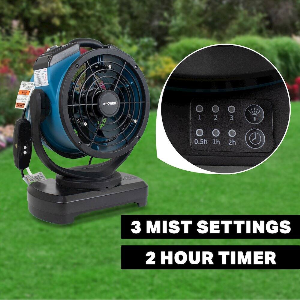 OCEN AVS DNT XPOWER 1 2 3 OA I 0.5h 1h 2h 3 MIST SETTINGS 2 HOUR TIMER